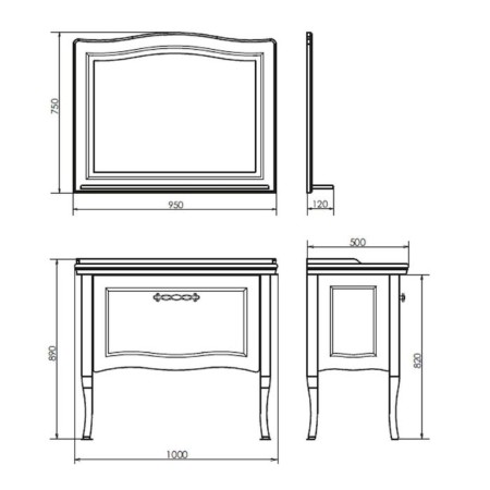 Mirror Comforty Pavia 100, white gloss, size 95x75 cm-1