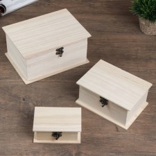 Casket wood for painting rectangle side (set 3 pcs) 20.5x10x15 cm