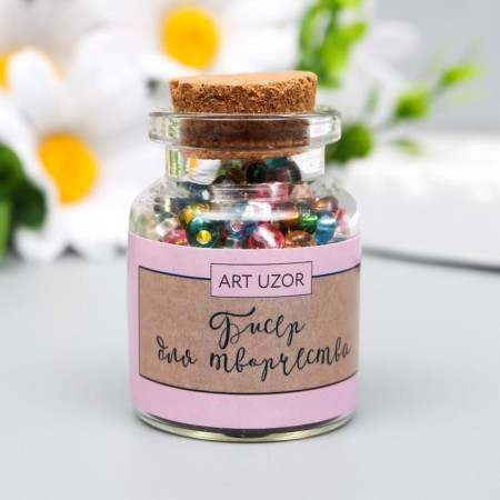 Round beads 6/0 in the bottle "Multi-colored" transparent-color 20 g