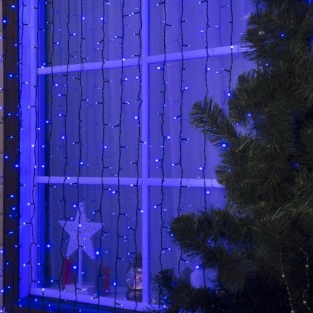 Garland "Curtain" 2 × 3 m, IP44, UMS, dark thread, 760 LED, glow blue, 220 V