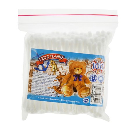 Cotton sticks Teddyland, 100 pcs.