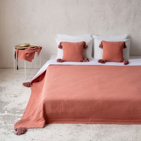 Shifu bedspread, size 220x240 cm, terracotta color-1