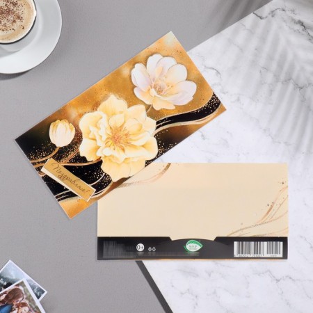 Money envelope "Congratulations!" embossing, golden background, 16.5x8.5 cm-1