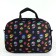 Road bag with zipper, external pocket, long belt, black color/multi -colored