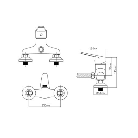 Shower mixer BOOU B8282-4A, shower set, 40 mm cartridge, brass, chrome-4