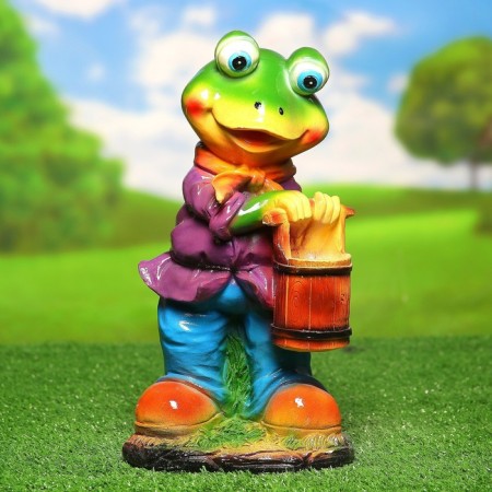 Garden figure "Frog with a bucket", mix, 34x18x15cm-1