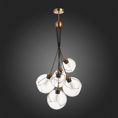 Suspended EVOLUCE lamp. Sle103103-06. Satturo. 6x60 watts, E27, 35x35 cm, golden color-4