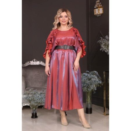 Female dress, size 52, terracotta color-10