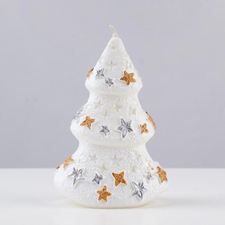 Decorative candle "Snow Christmas tree", 11.5x7.5x6 cm, white-1