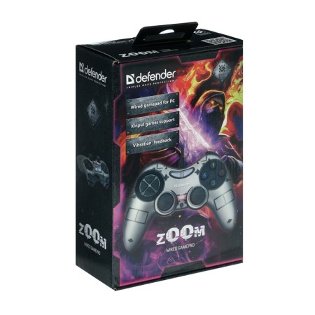 Defender Zoom, Xinput gamepad, wired, vibration, for PC, USB, gray-black-2