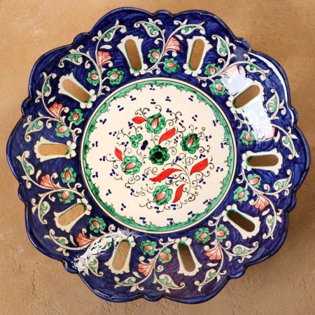 Rishtan ceramics "Flowers", 33 cm, blue-4