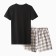 Homemade female set (T -shirt, shorts), black color, size 52