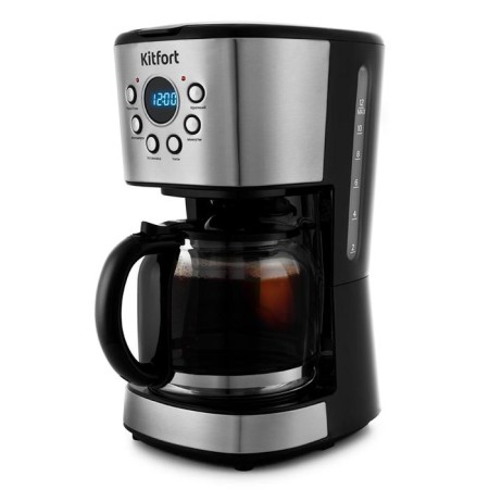 Coffee maker KitFort KT-728, drip, 900 watts, 1.5 l, silver-black