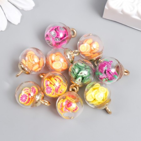 Suspension for creativity glass, plastic "Fruit in the ball" set 10 pcs 2x1.8 cm