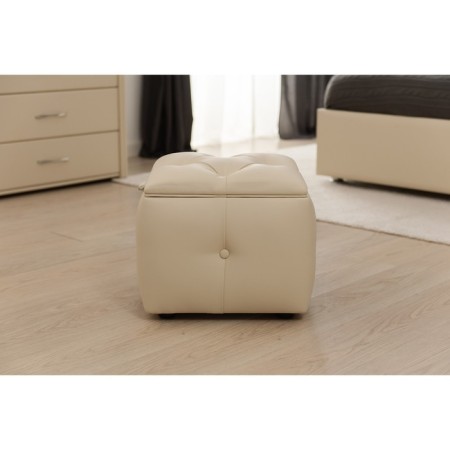 Alero square Poof with PM, 450 × 450 × 385 mm, eco -leather, vanilla souffle color-5