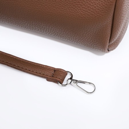 Baget bag with zipper, brown color-5