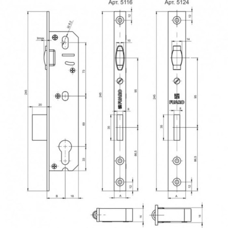 The case of a narrow-profile lock with a roller latch 5124-30 CP, color chromium-1
