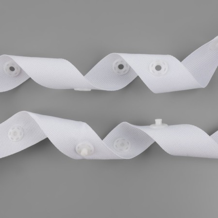 Braid with buttons, 25-25-50 mm, 17 mm × 45 ± 1 m, white color-2