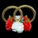 Rings with flowers, small, white-red