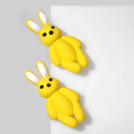Earrings plastic "hares", yellow color-1