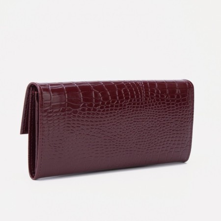 Women's wallet on the Textura button, burgundy color-1