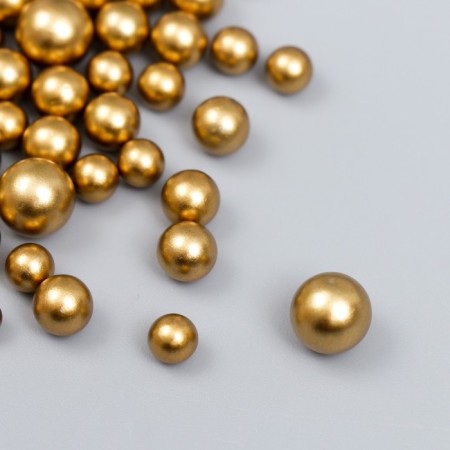 Decor for creativity plastic "Balls. Matte gold" d = 3-8 mm, set 10 grams-1