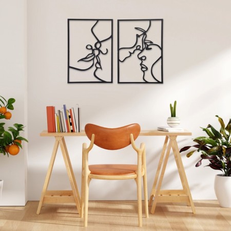 Decoration wall -mounted for the interior, a panel on a wall of wood "kiss", 2 modules-2