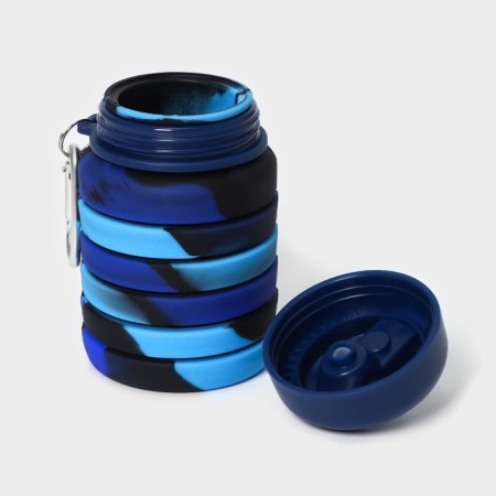 A bottle of water is folding, 500 ml, silicone, 7 × 21 cm, blue color-5