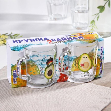 A set of mugs "Avocado", 200 ml, 2 pcs, mix, in gift packaging-4