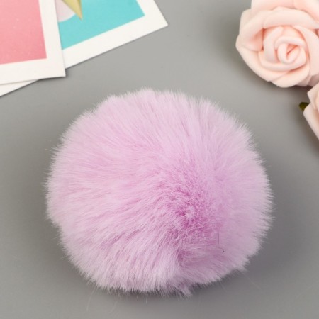 Pompon Artificial fur "Lilac" d = 7 cm