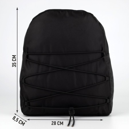 School backpack textile with lacing, black color-1
