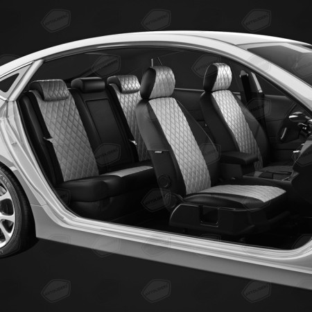 Auto-Cherkhly for Nissan Terrano 3 from 2017-n., Jeep, with perforation, eco-leather, light gray, black-4