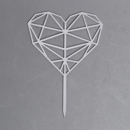 Topper "Heart", geometry, silver color