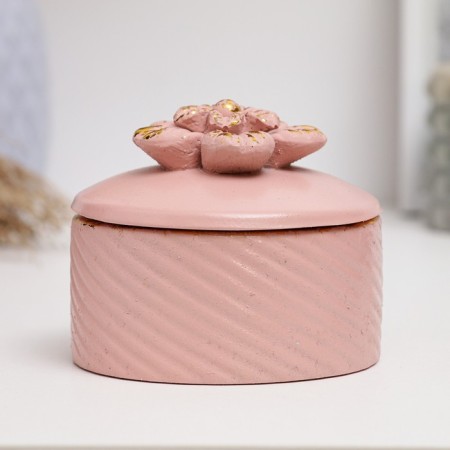 Casket "Flower" pink with gilding, 7x8cm-2