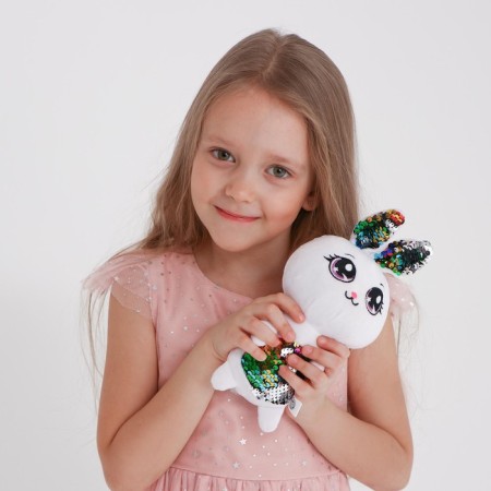 Soft toy with sequins "Bunny Mila", 26 cm x 9 cm x 15 cm-2