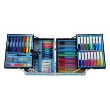 Set for drawing, in a suitcase, blue