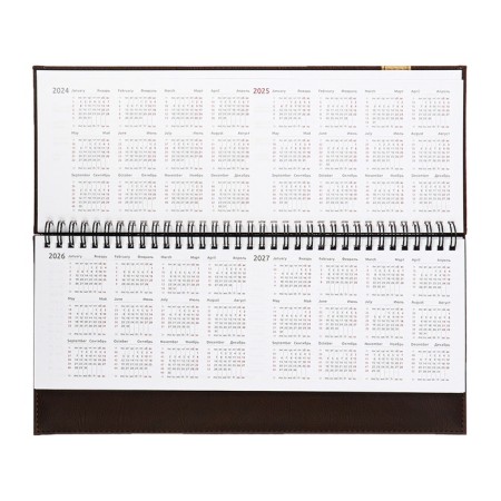 Dated planning 2025, 310 x 145mm 64 sheets, Devente. Vertical, solid cover, leatherette with foam rubber, embossing, block 70, brown-11