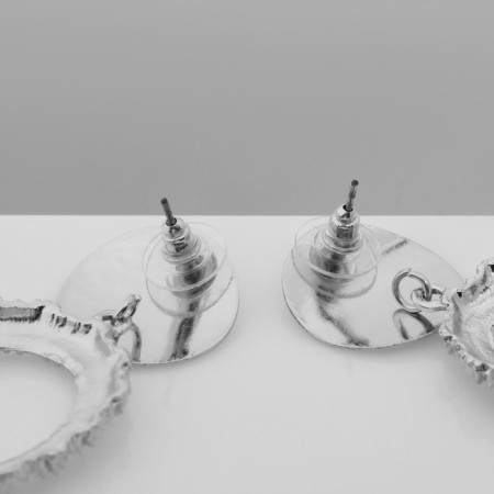 Earrings Metal "Eureka" oval, silver color-2