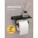 Holder for toilet paper with a shelf, 18 × 9.7 × 7.5 cm, black color