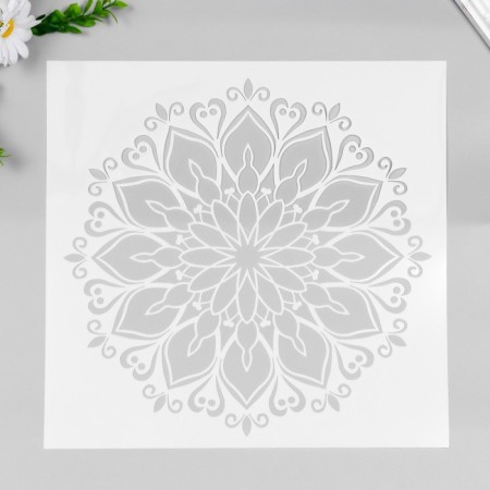Stencil plastic "Flower with patterns" 30x30 cm