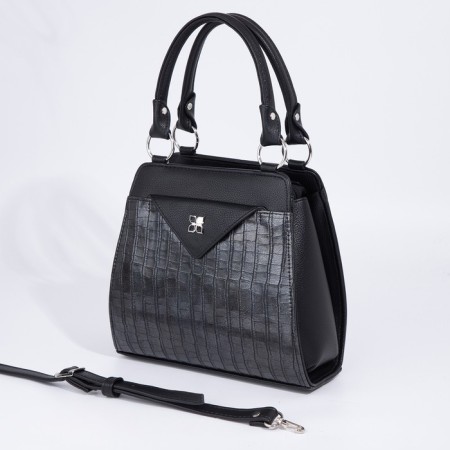 Bag-tout El Masta with a zipper, 2 outer pockets, a long belt, color graphite-2