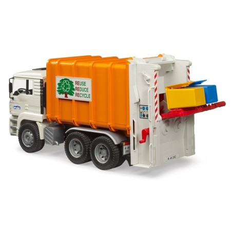 Bruder Man garbage truck, orange color-3