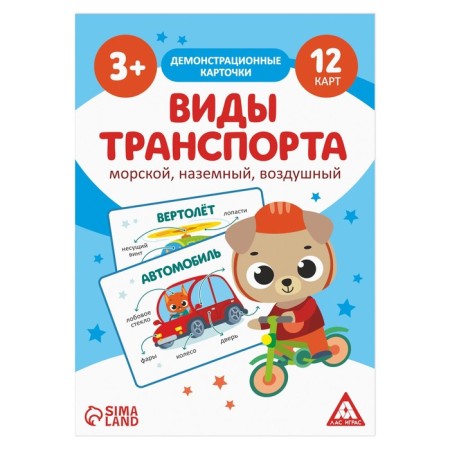 Training cards "Types of transport. Sea, ground and airy ", 12 cards, 3+-2