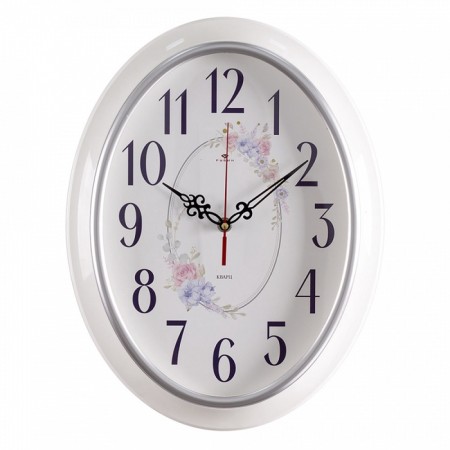 Watching clock, interior "bouquet", silent, 29.5 x 38.5 cm, white