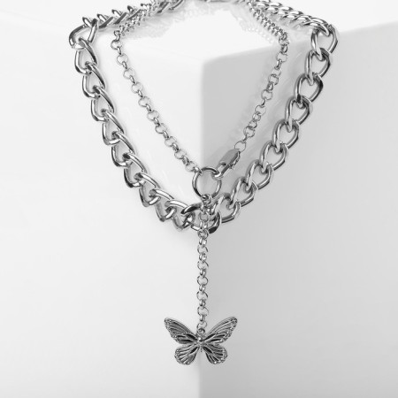 Piece "chain" butterfly, silver color, 52 cm-4