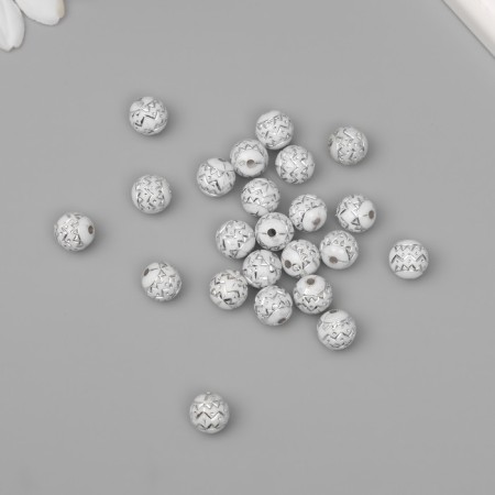 Beads for creativity plastic "Shard-zag" white-silver set 20 g 1x1x1 cm-1