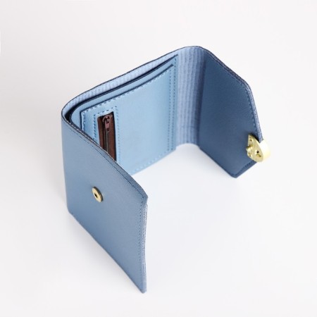 Women's wallet on the button, blue color-3