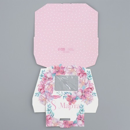 Confectionery packaging, a box with lamination "March 8", 10 x 8 x 3.5 cm-3