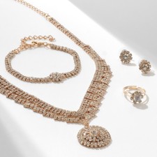 Set 4 objects: earrings, necklaces, bracelet, ring 