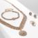 Set 4 objects: earrings, necklaces, bracelet, ring "grace" circles, white color in gold
